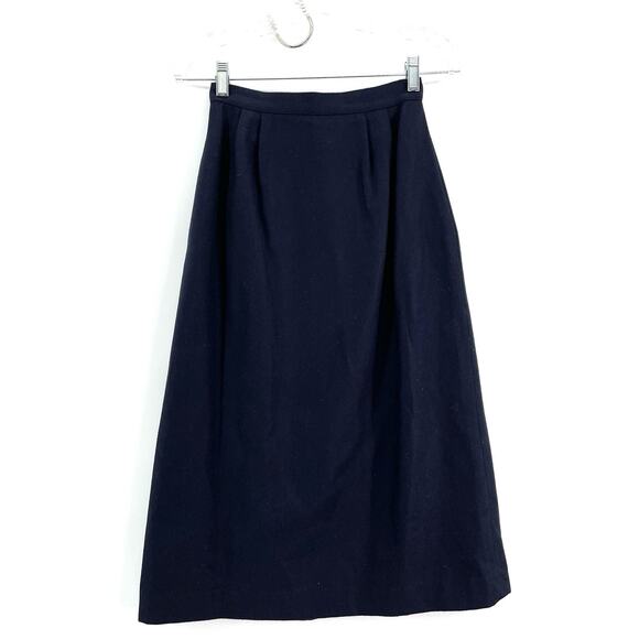 Vintage Avant garde Blazer Women 0 Navy Skirt Set Midi Slit Wool* Victorian Suit - Picture 2 of 16